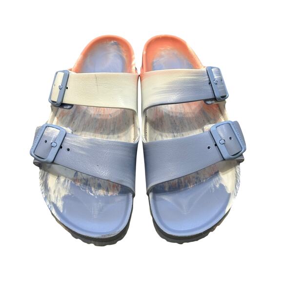 Birkenstock Arizona EVA Sandals Womens Sz 40 (9-9.5) Blue Peach Pastel Coastal - Picture 3 of 10